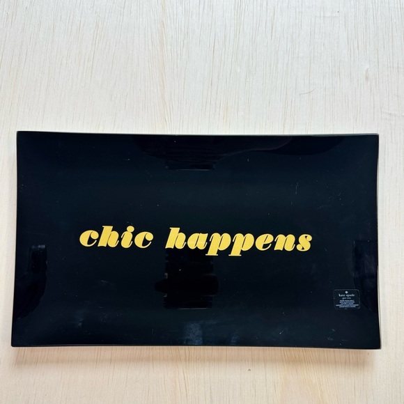 Kate Spade NY “Chic Happens” Blake Lacquer Lenox oblong Tray black and gold - Picture 1 of 5